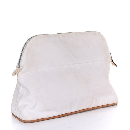 Hermes Cotton Canvas Bolide Travel Cosmetic Pouch White 3 of 9