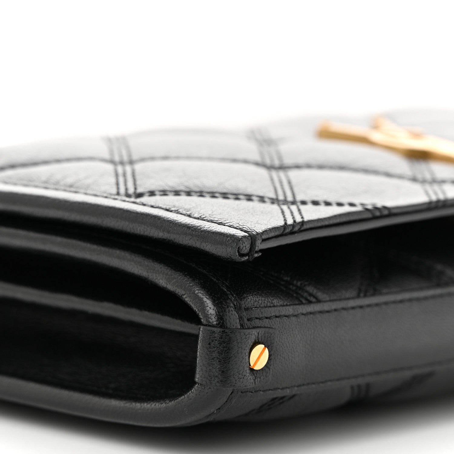 Saint Laurent Lambskin Diamond Quilted Becky Chain Wallet Black 9 of 10