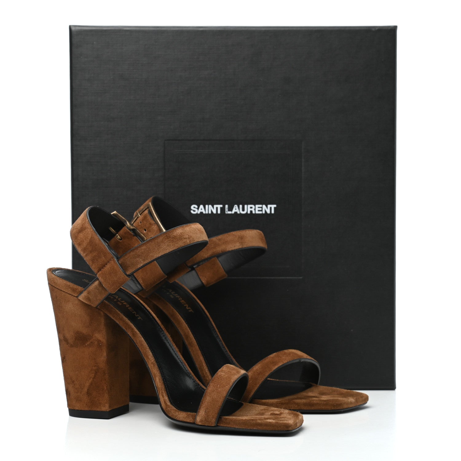 Saint Laurent Suede Oak 100 Ankle Strap Sandals 37.5 Land 8 of 8