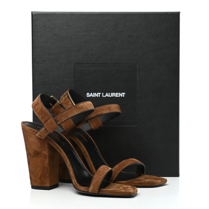 Saint Laurent Suede Oak 100 Ankle Strap Sandals 37.5 Land 8 of 8