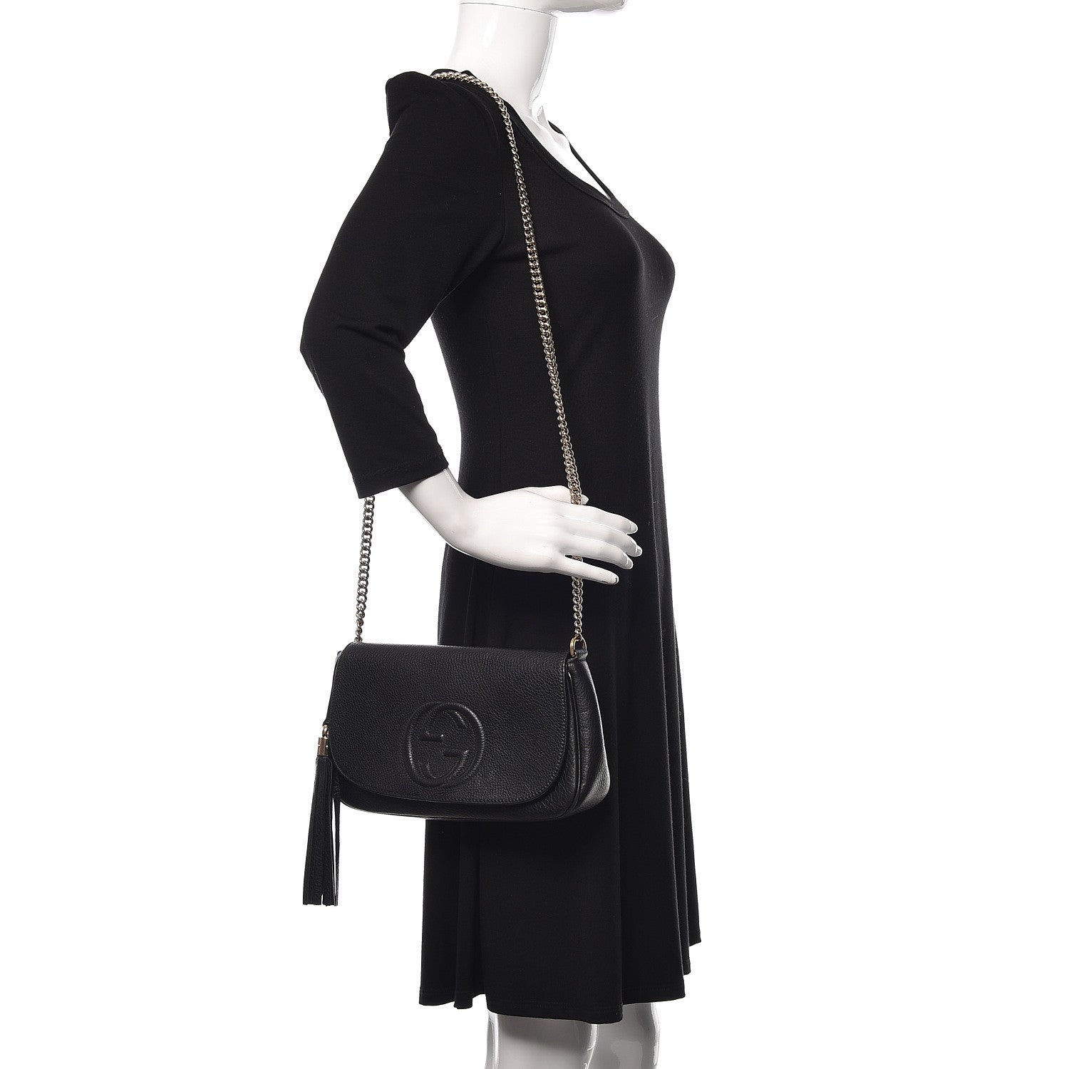 Gucci Pebbled Calfskin Medium Soho Flap Crossbody Black 2 of 12