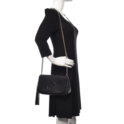 Gucci Pebbled Calfskin Medium Soho Flap Crossbody Black 2 of 12
