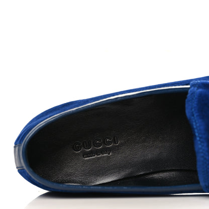 Gucci Velvet Horsebit Womens Jordaan Loafers 36.5 Blue Cobalt 7 of 8