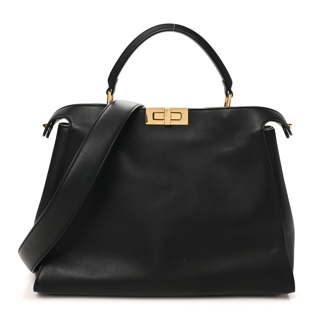 Fendi Vitello Tahiti Burro Large Peekaboo Iconic Essentially Satchel Black Corda 1 of 9