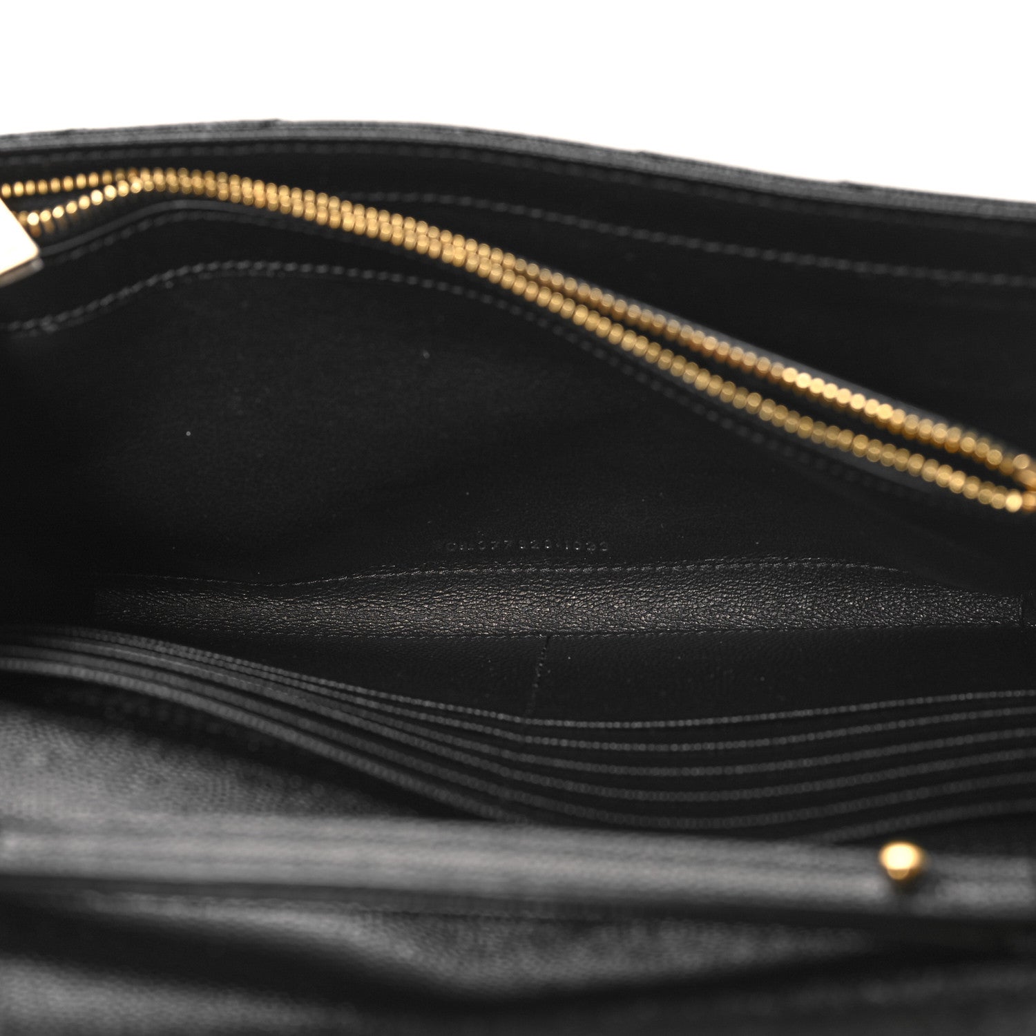 Saint Laurent Grain De Poudre Matelasse Chevron Monogram Chain Wallet  Black 6 of 11