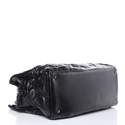Chanel Glazed Goatskin Double Contrast Stitch Large Tote Black 4 of 14