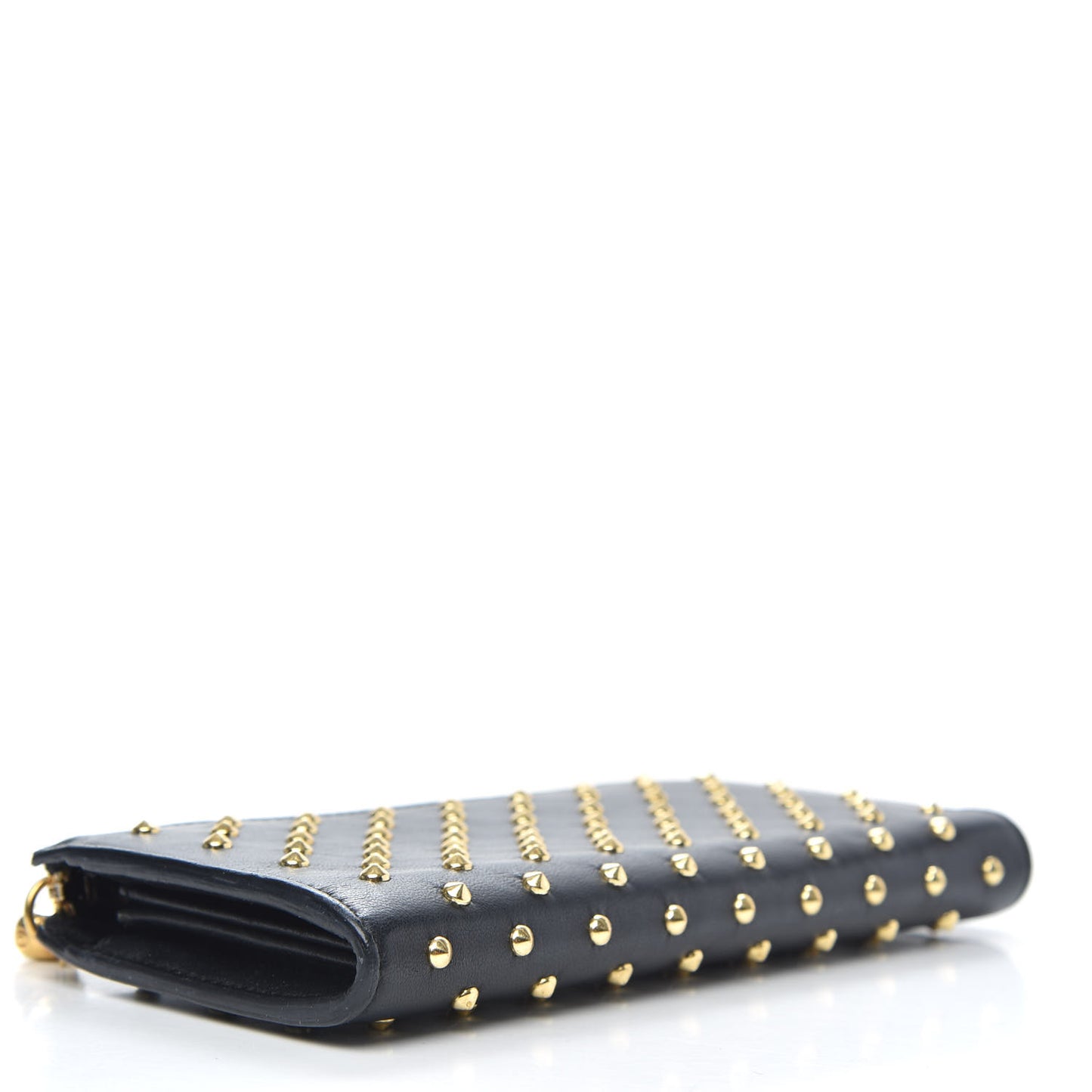 Nappa Studded Skull Zip Around Wallet Black