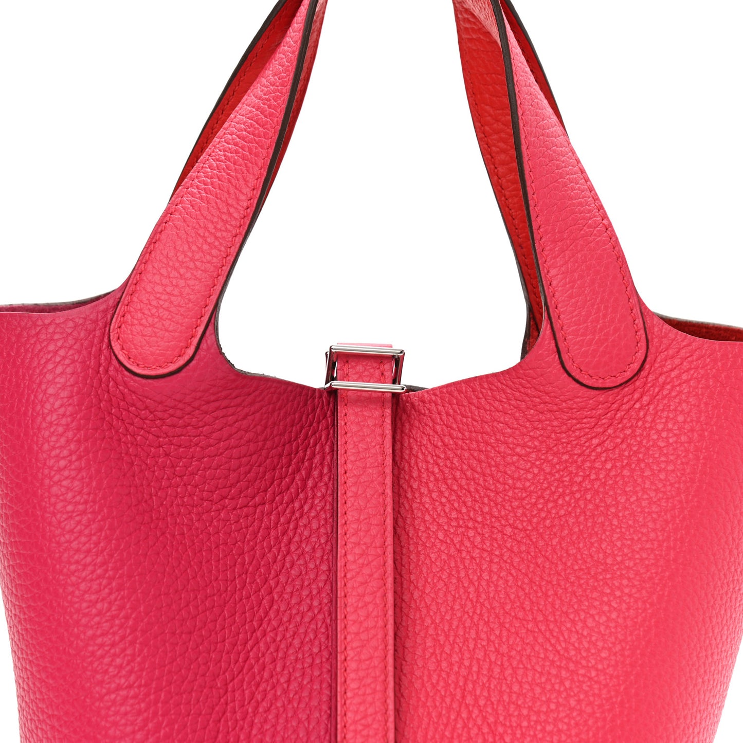 Taurillon Clemence Tri-Color Picotin Lock 18 PM Rose Extreme Rose Mexico Rouge De Coeur