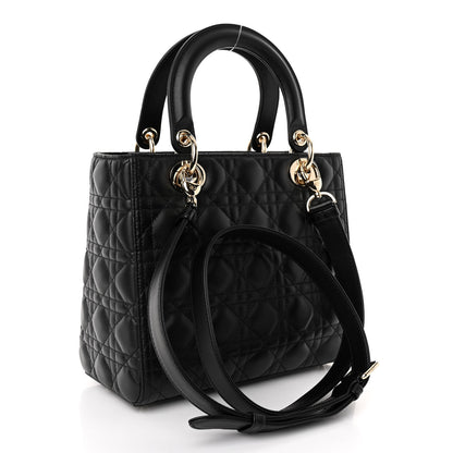 Christian Dior Lambskin Cannage Medium Lady Dior Black 3 of 9