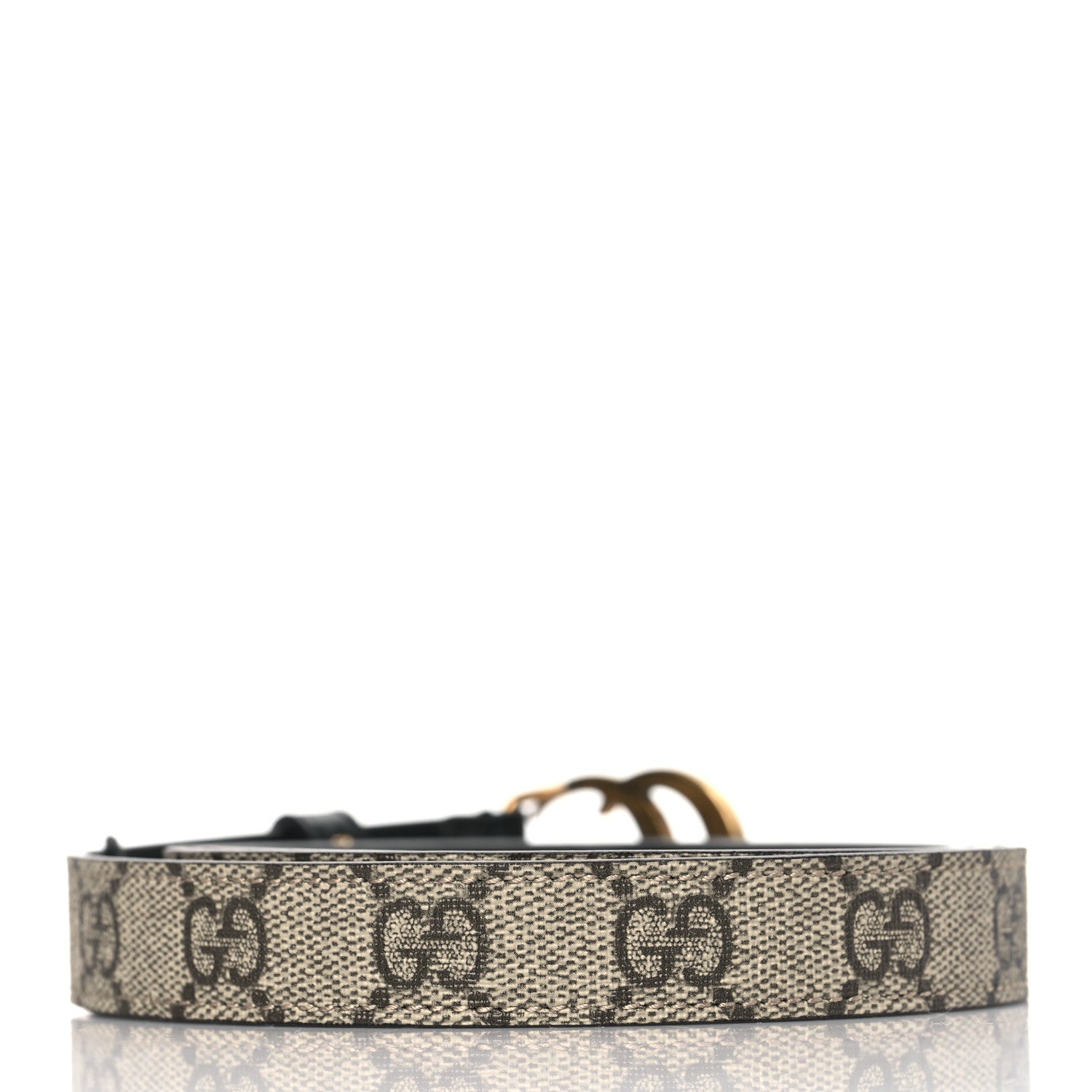 Gucci GG Supreme Monogram Matte Plutone Calfskin Double G 20mm Belt 95 38 Beige Ebony New Acero 3 of 5