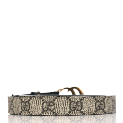 Gucci GG Supreme Monogram Matte Plutone Calfskin Double G 20mm Belt 95 38 Beige Ebony New Acero 3 of 5