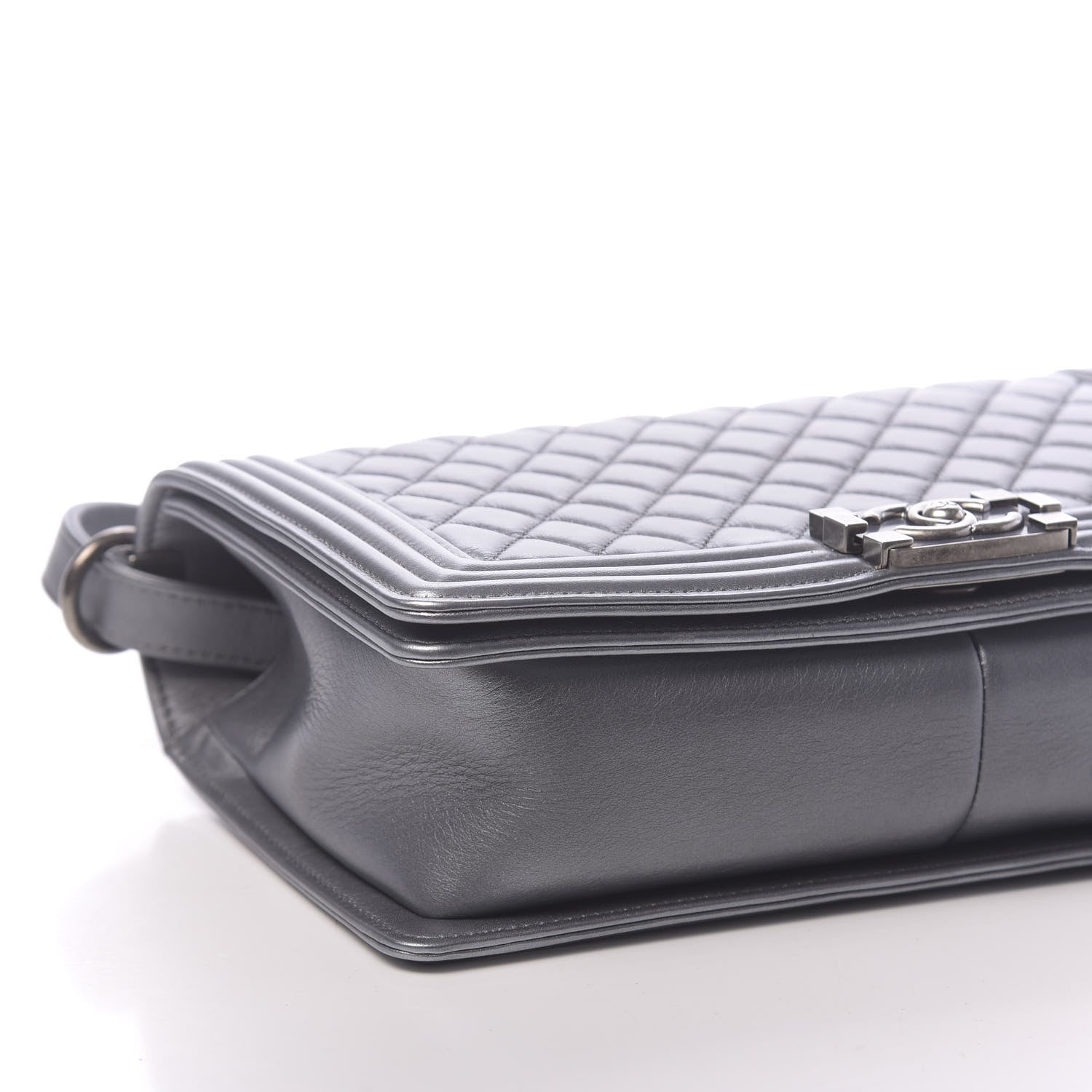 Chanel Metallic Calfskin Quilted New Medium Boy Flap Dark Silver 10 of 13