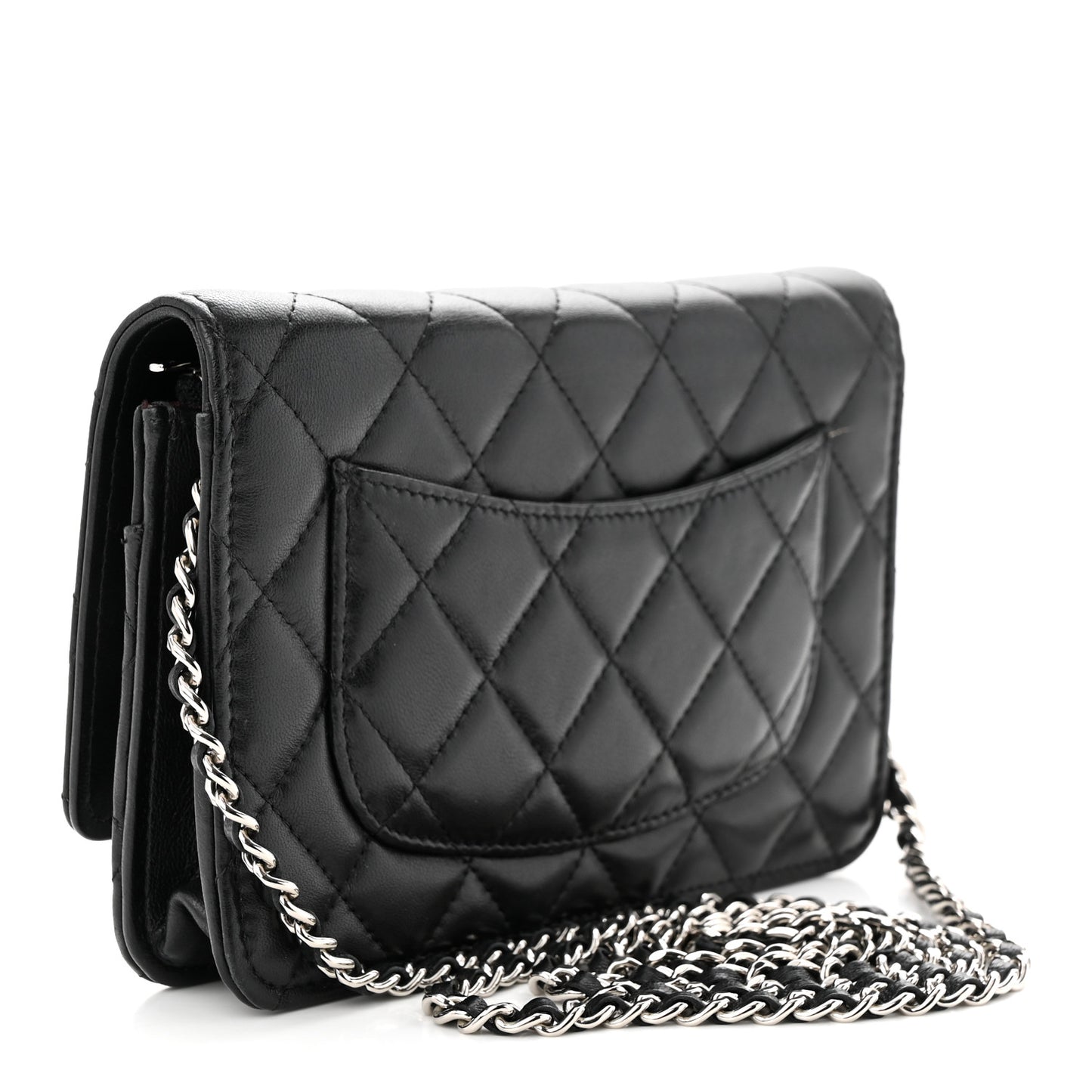 Lambskin Quilted Wallet On Chain WOC Black