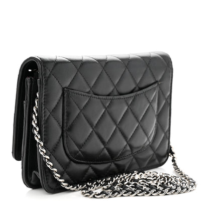 Chanel Lambskin Quilted Wallet On Chain WOC Black 3 of 12