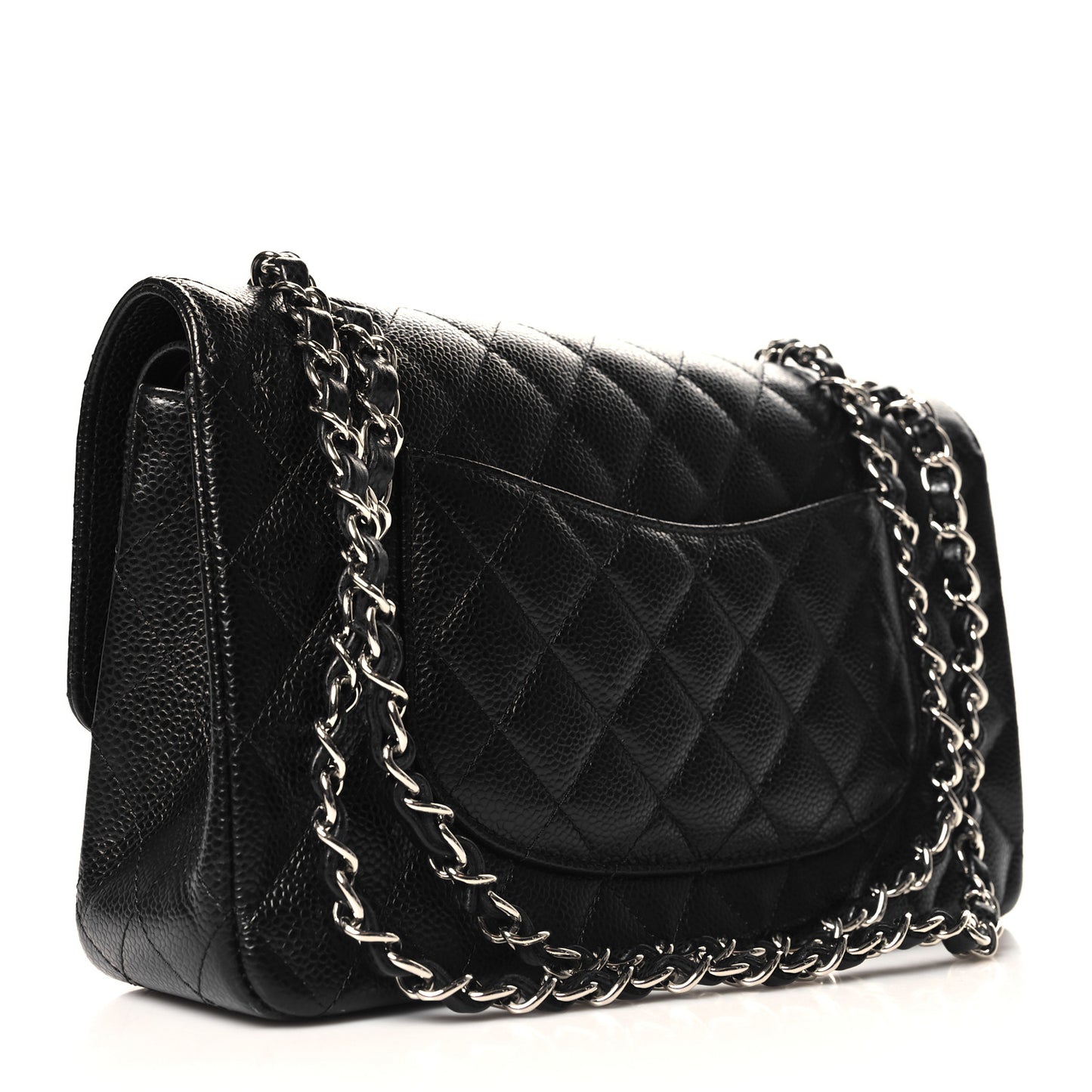 Caviar Quilted Medium Double Flap Black