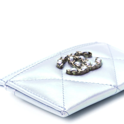 Chanel Iridescent Calfskin Quilted Chanel 19 Card Holder Light Purple 11 of 13