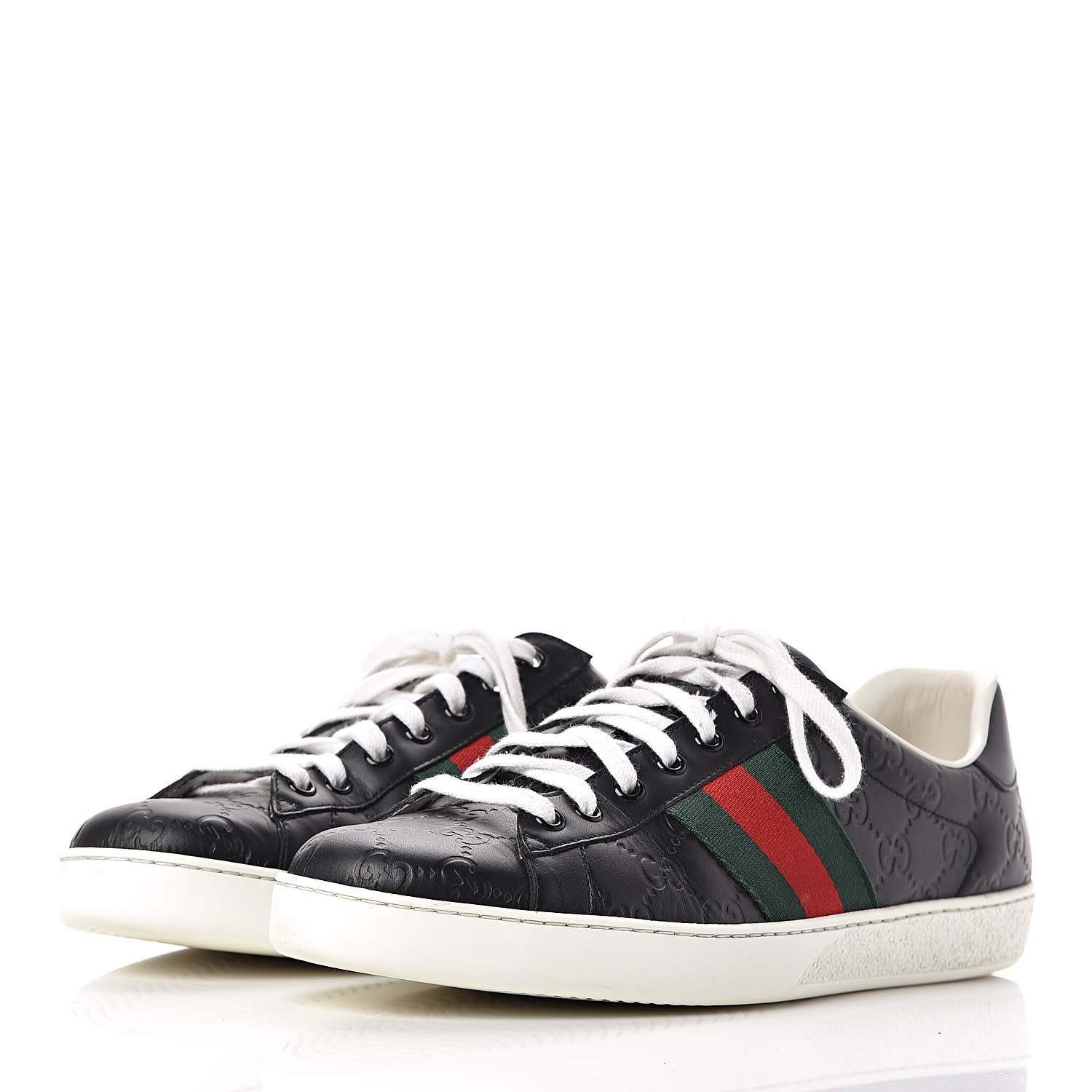 Gucci Guccissima Signature Web Mens Ace Sneakers 9 Black 3 of 11