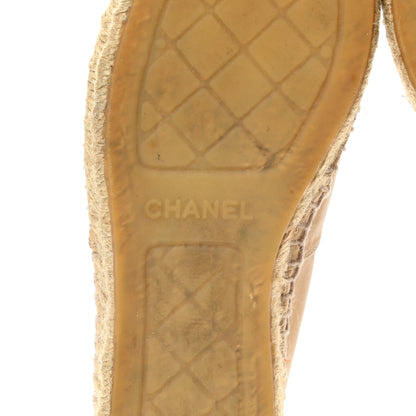 Chanel Lambskin CC Espadrilles 37 Beige Black 6 of 13