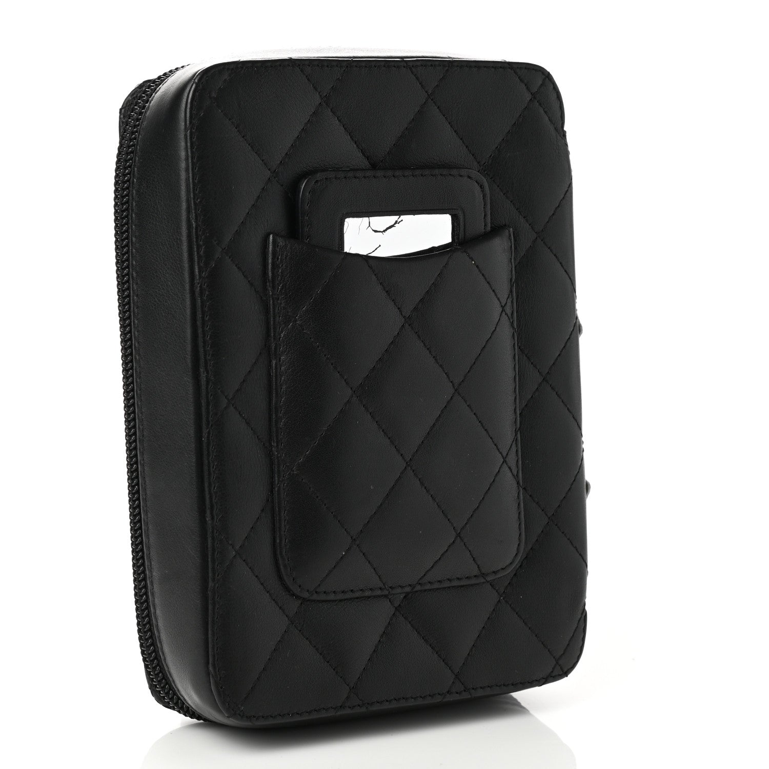 Chanel Calfskin Quilted Cambon Zip Around Cosmetic Pouch Black 5 of 10