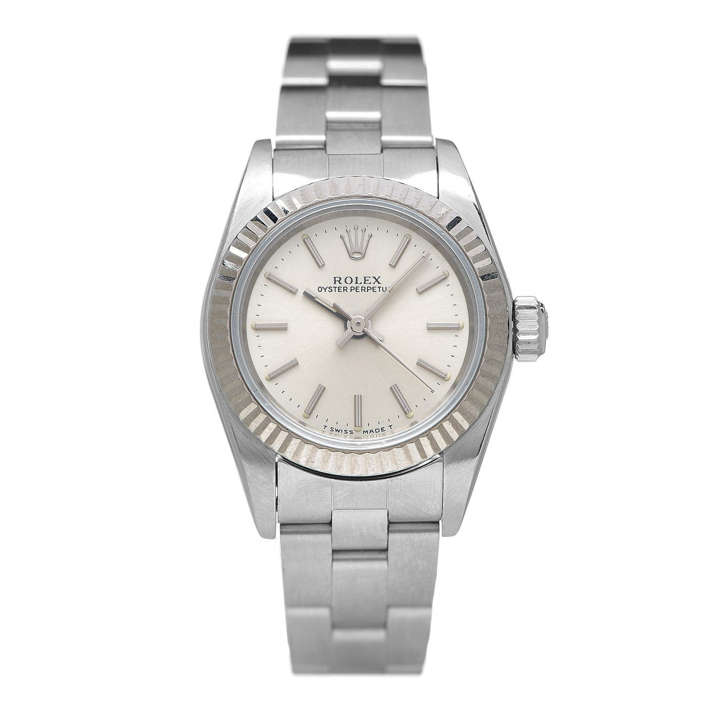 Stainless Steel 18K White Gold 25mm Oyster Perpetual Watch Silver 67494