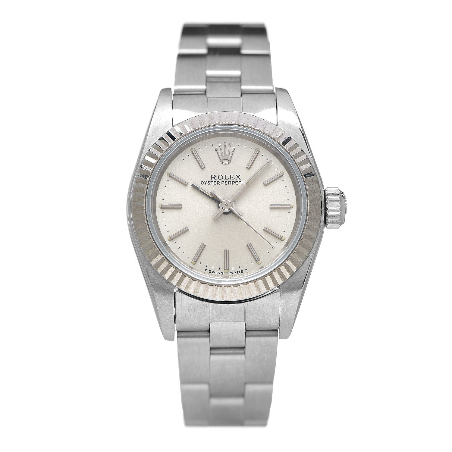 Rolex Stainless Steel 18K White Gold 25mm Oyster Perpetual Watch Silver 67494 1 of 4