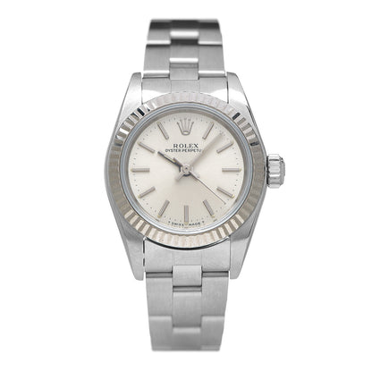 Rolex Stainless Steel 18K White Gold 25mm Oyster Perpetual Watch Silver 67494 1 of 4