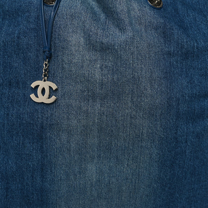 Chanel Denim Printed Shopping Bag Blue 10 of 12
