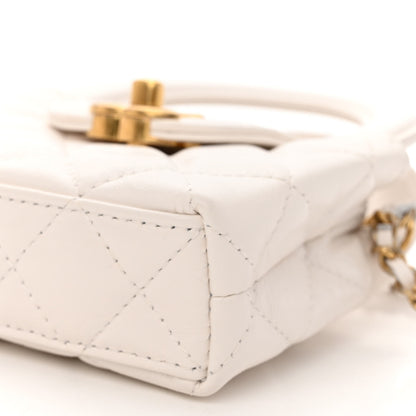 Chanel Shiny Aged Calfskin Quilted Mini Nano Kelly Shopper White 10 of 11