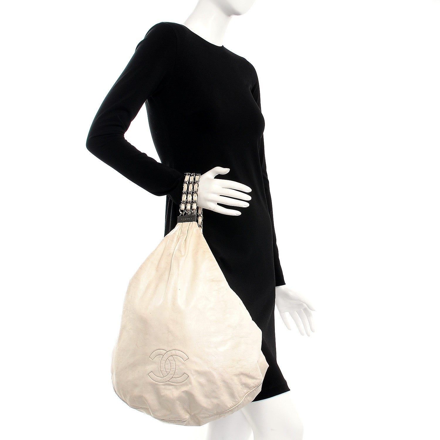 Chanel Lambskin Large Rock and Chain Hobo White 2 of 14