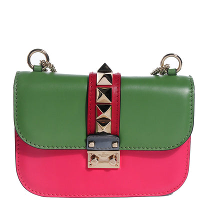 Valentino Garavani Vitello Small Glam Lock Rockstud Flap Green Deep Rose Grey Scarlet 1 of 7