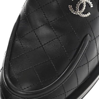 Chanel Calfskin Stitched CC Loafers 38 Black 10 of 12