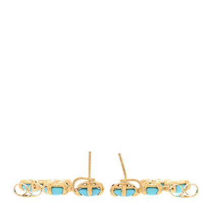 David Yurman 18K Yellow Gold Diamond Turquoise Chatelaine Drop Earrings 3 of 5