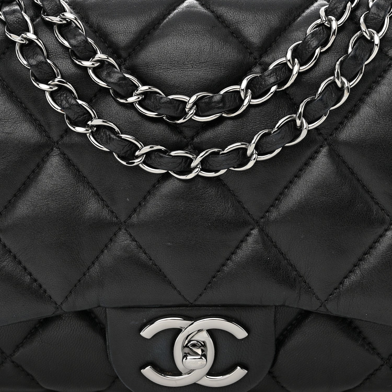 Chanel Lambskin Quilted Chanel 3 Large Accordion Flap Black 10 of 13