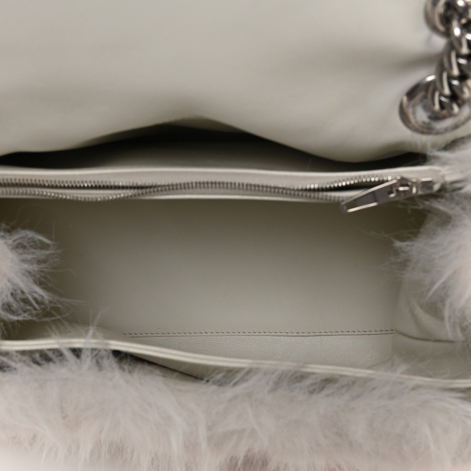 Balenciaga Faux Fur Medium Crush Chain Bag White 5 of 10