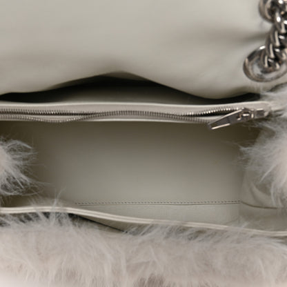 Balenciaga Faux Fur Medium Crush Chain Bag White 5 of 10
