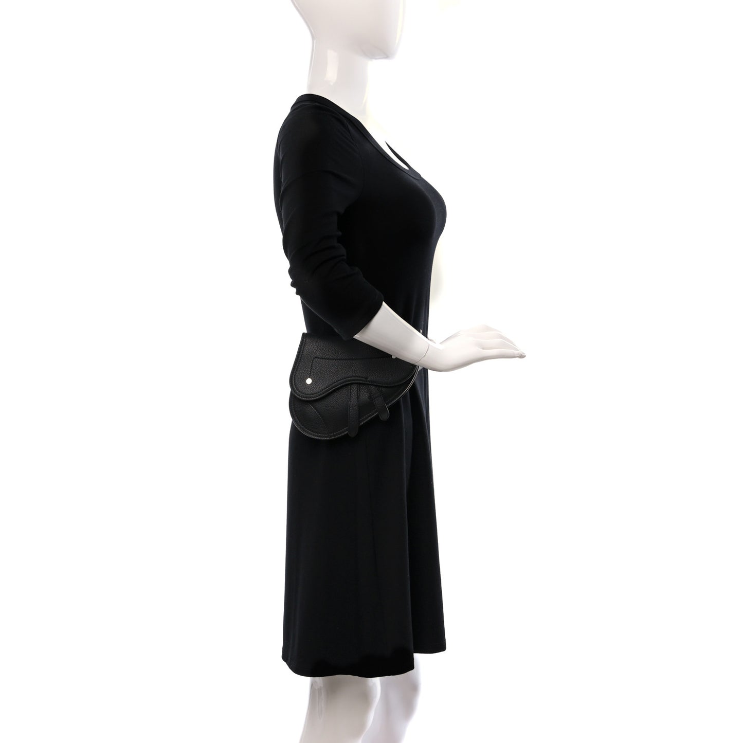 Grained Calfskin Saddle Pouch Belt Bag Black
