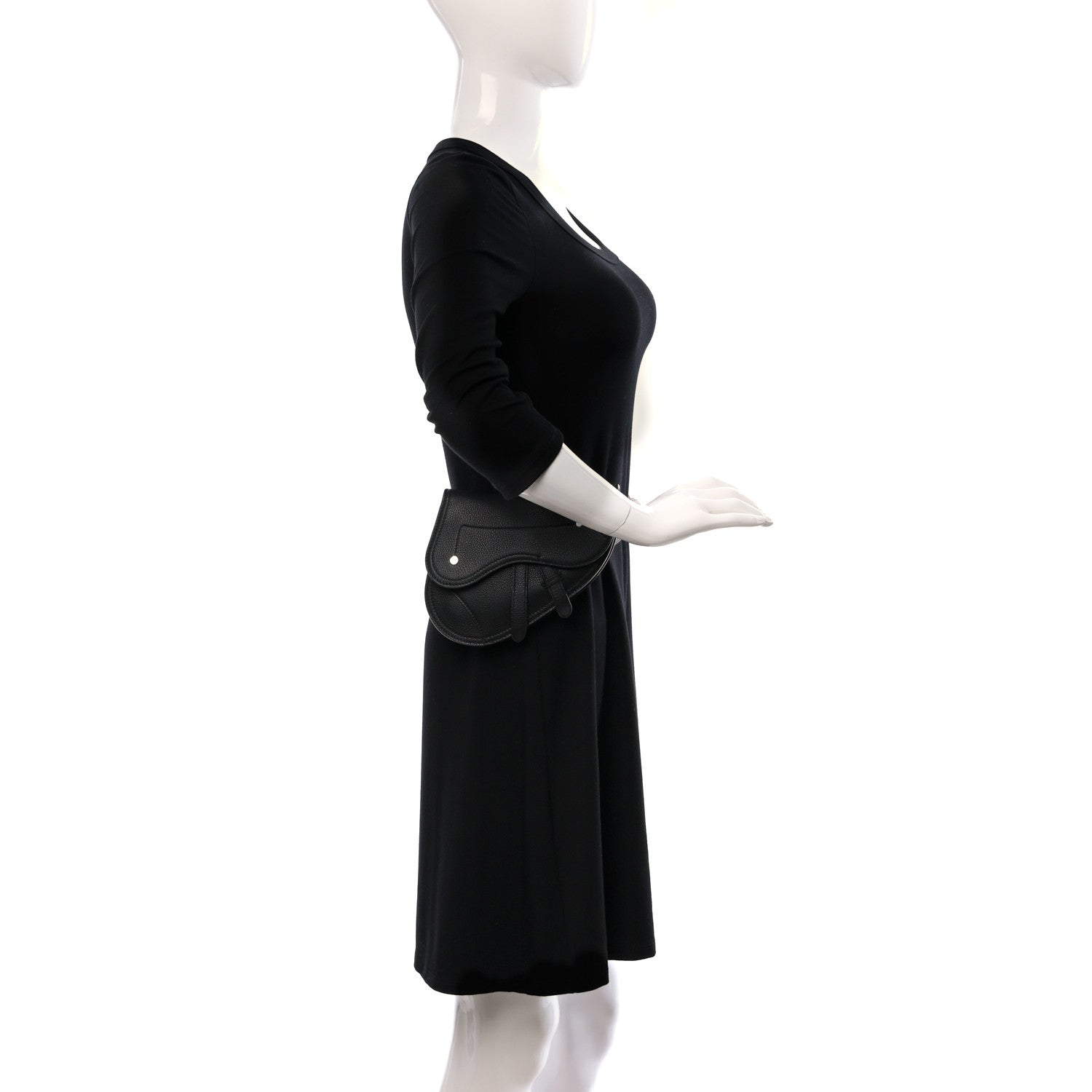 Christian Dior Grained Calfskin Saddle Pouch Belt Bag Black 2 of 11