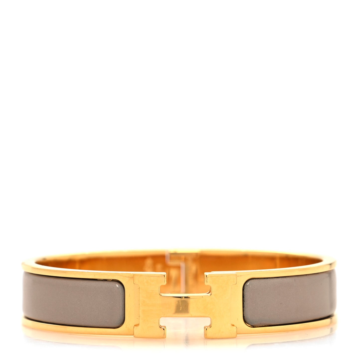 Enamel Narrow Clic Clac H Bracelet PM Marron Glace