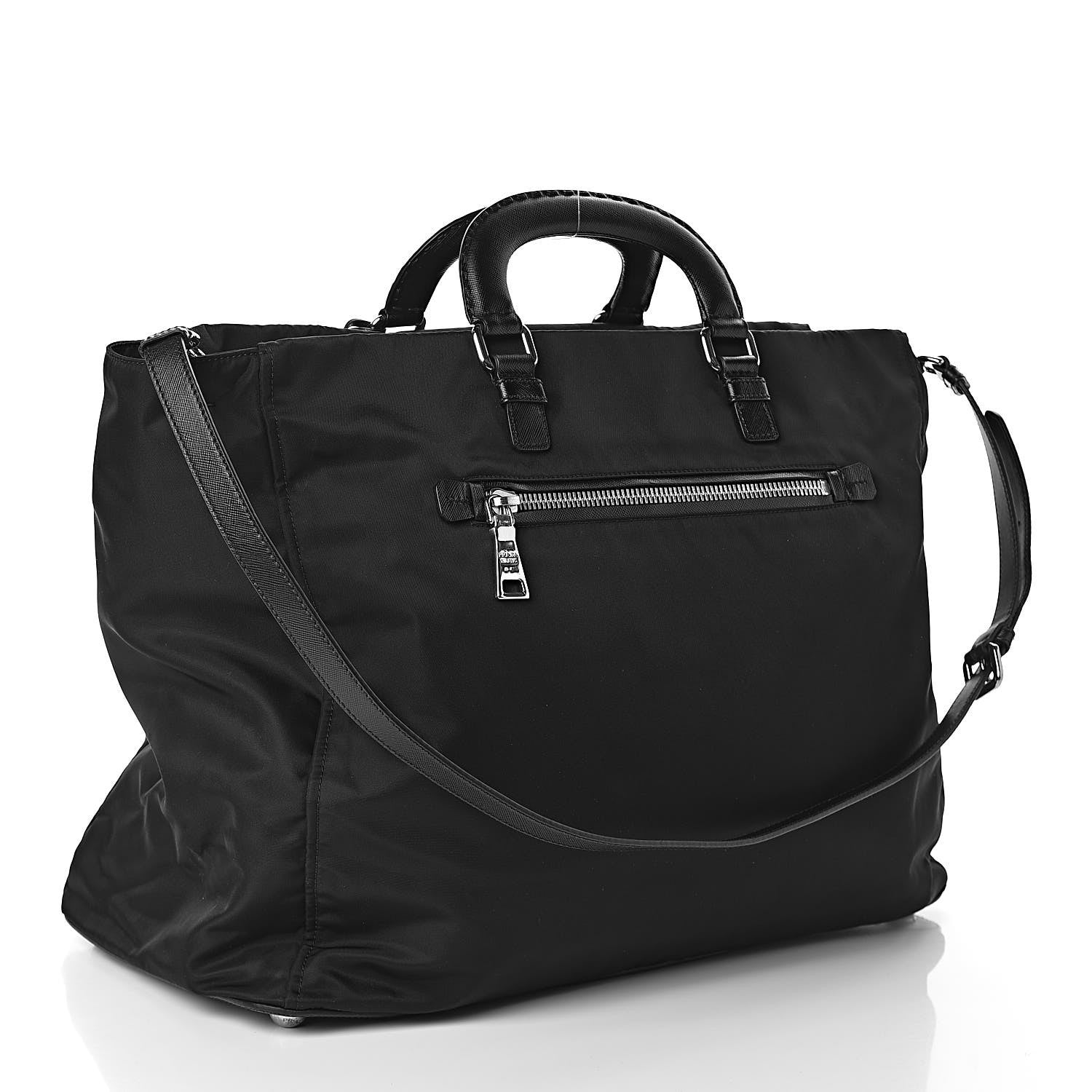 Prada Tessuto Nylon Saffiano Overnight Tote Black 3 of 8
