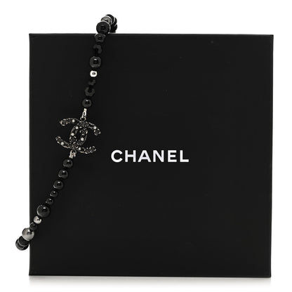 Chanel Pearl Crystal CC Camellia Necklace Ruthenium Black 6 of 6