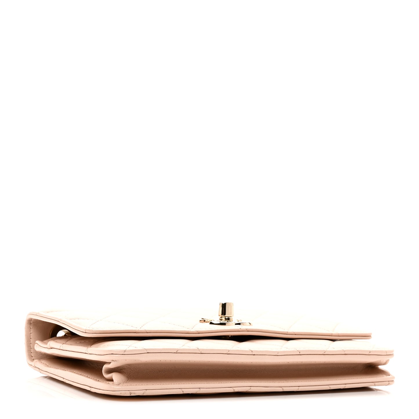 Lambskin Quilted Trendy CC Wallet On Chain WOC Light Beige