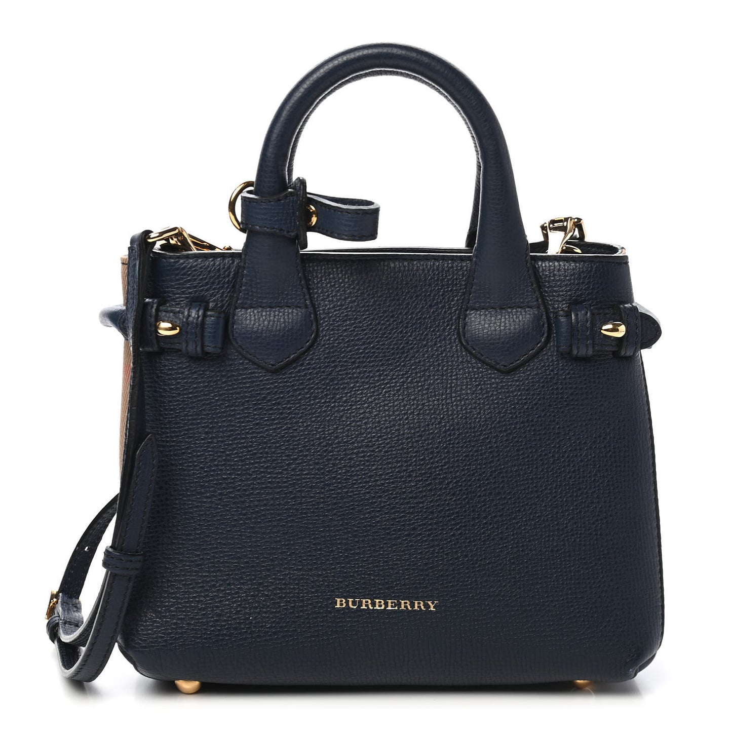 Grainy Calfskin House Check Baby Banner Tote Ink Blue