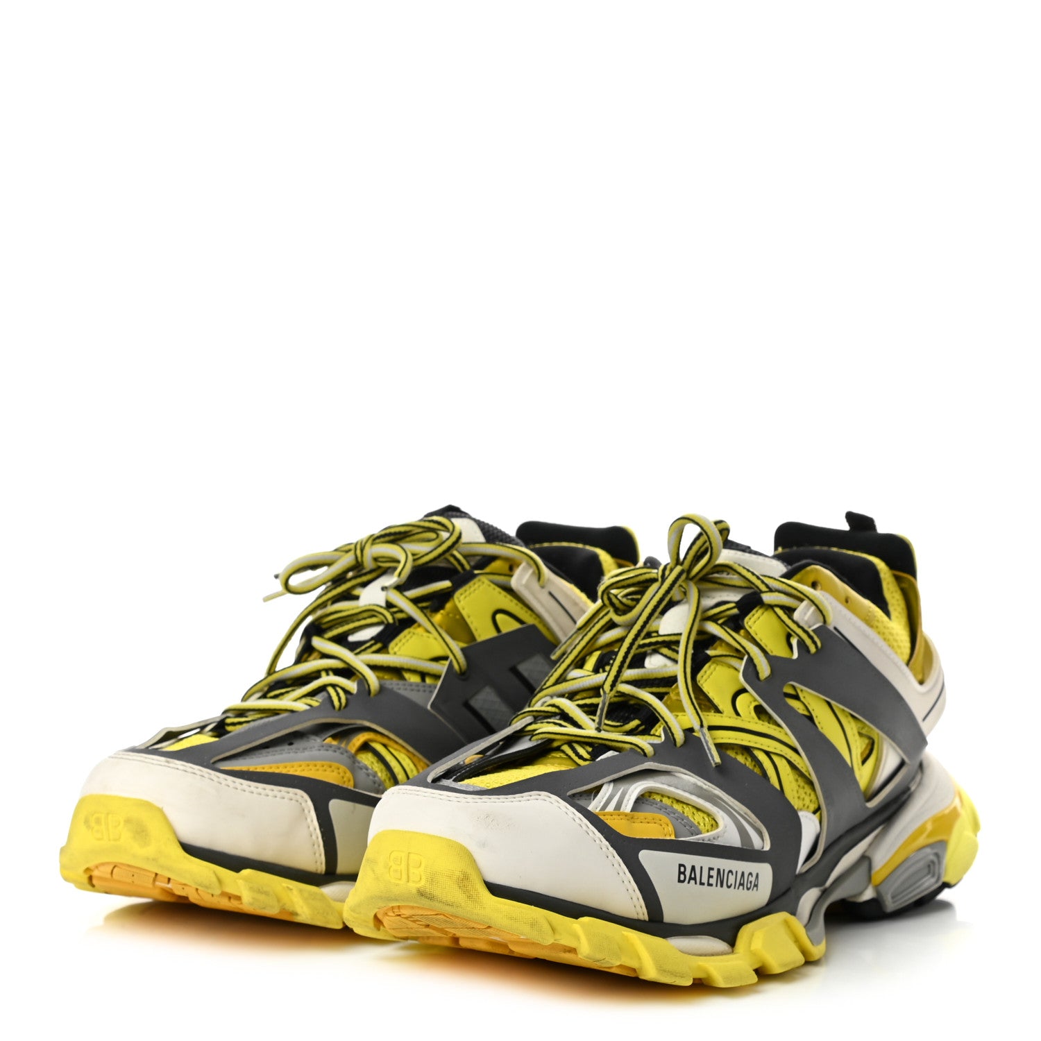 Balenciaga Mesh Nylon Mens Track Sneakers 45 Yellow Black White 3 of 8