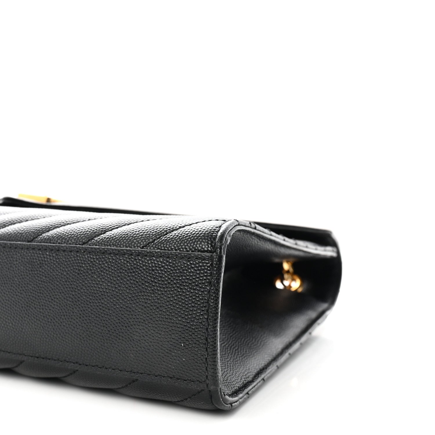 Saint Laurent Grain De Poudre Matelasse Chevron Large Monogram Satchel Black 9 of 9