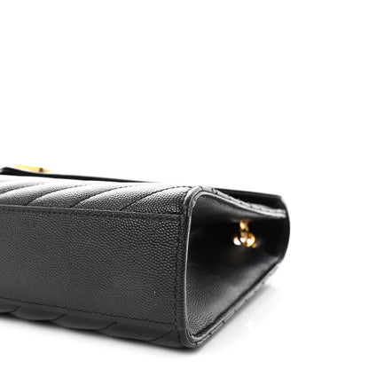 Saint Laurent Grain De Poudre Matelasse Chevron Large Monogram Satchel Black 9 of 9