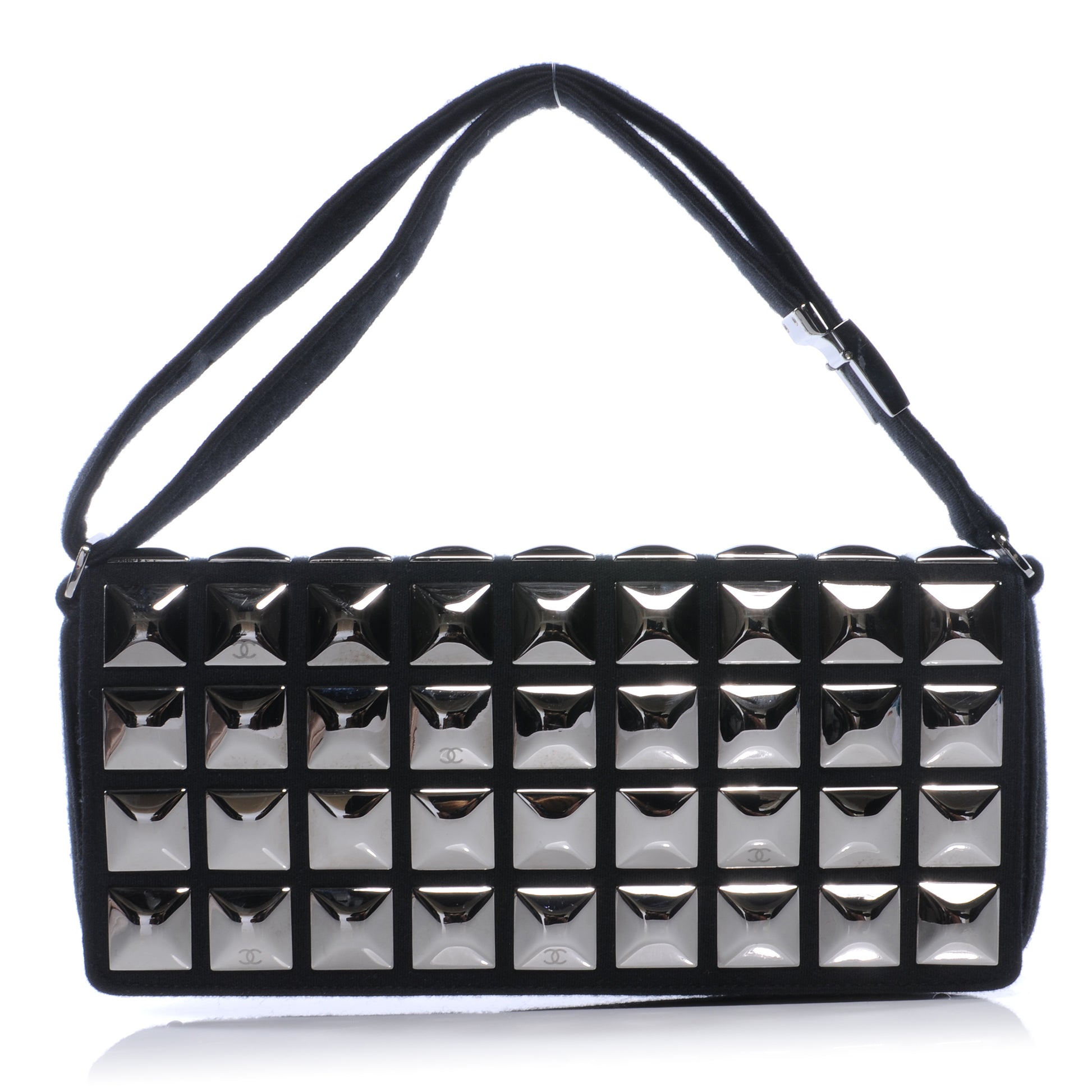 Chanel Jersey CC Pyramid Stud Flap Black 1 of 9