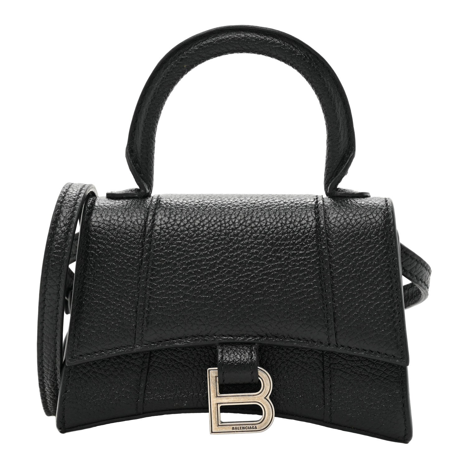 Balenciaga Grained Calfskin Hourglass Top Handle Bag Mini Black 1 of 11