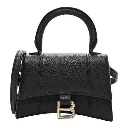 Balenciaga Grained Calfskin Hourglass Top Handle Bag Mini Black 1 of 11