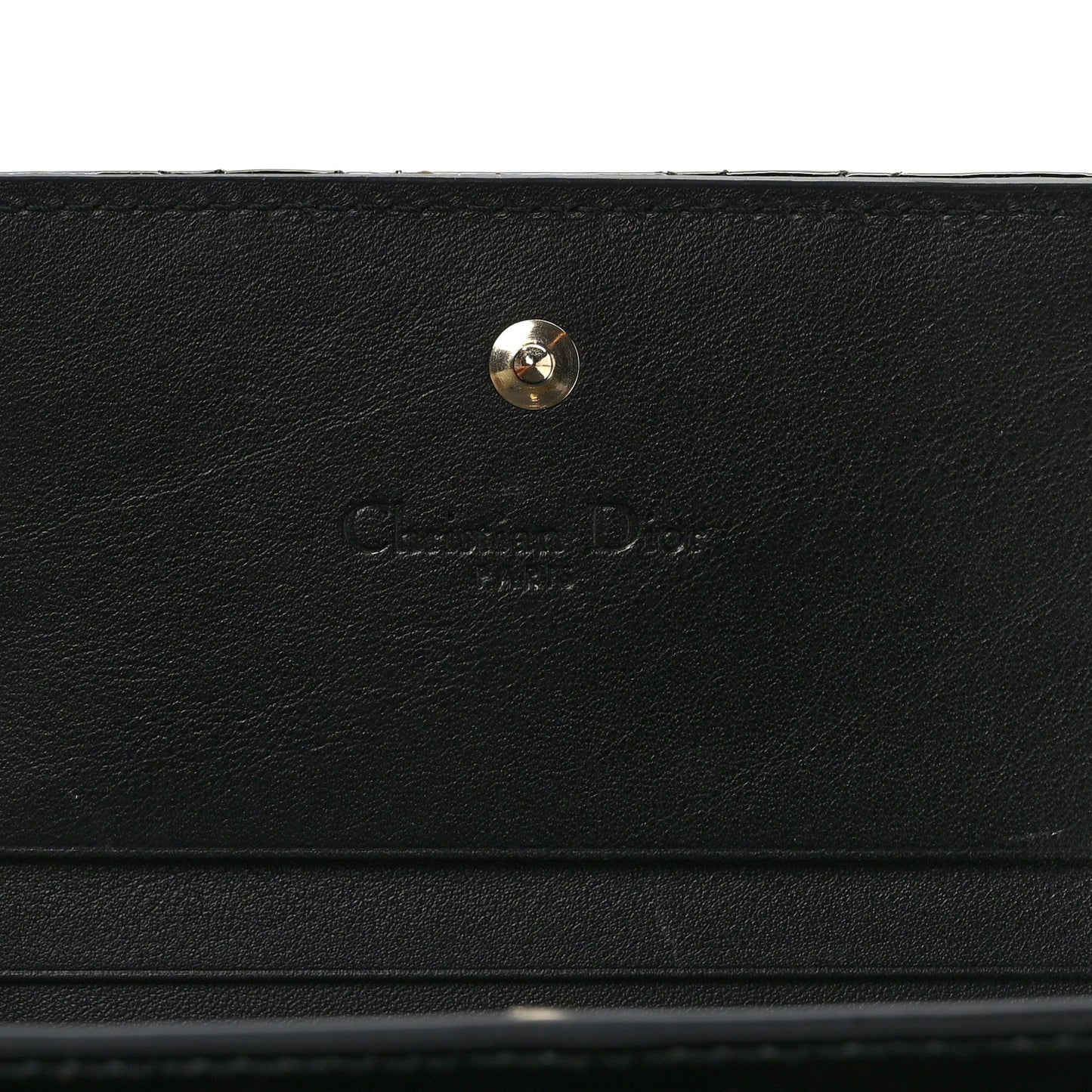 CHRISTIAN DIOR Patent Cannage Mini Lady Dior Wallet Black