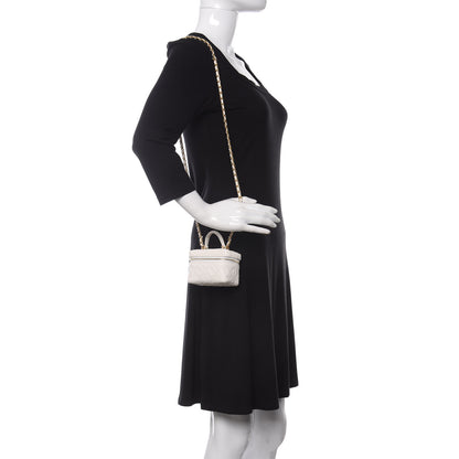 Chanel Caviar Quilted Mini Top Handle Vanity With Chain White 2 of 11